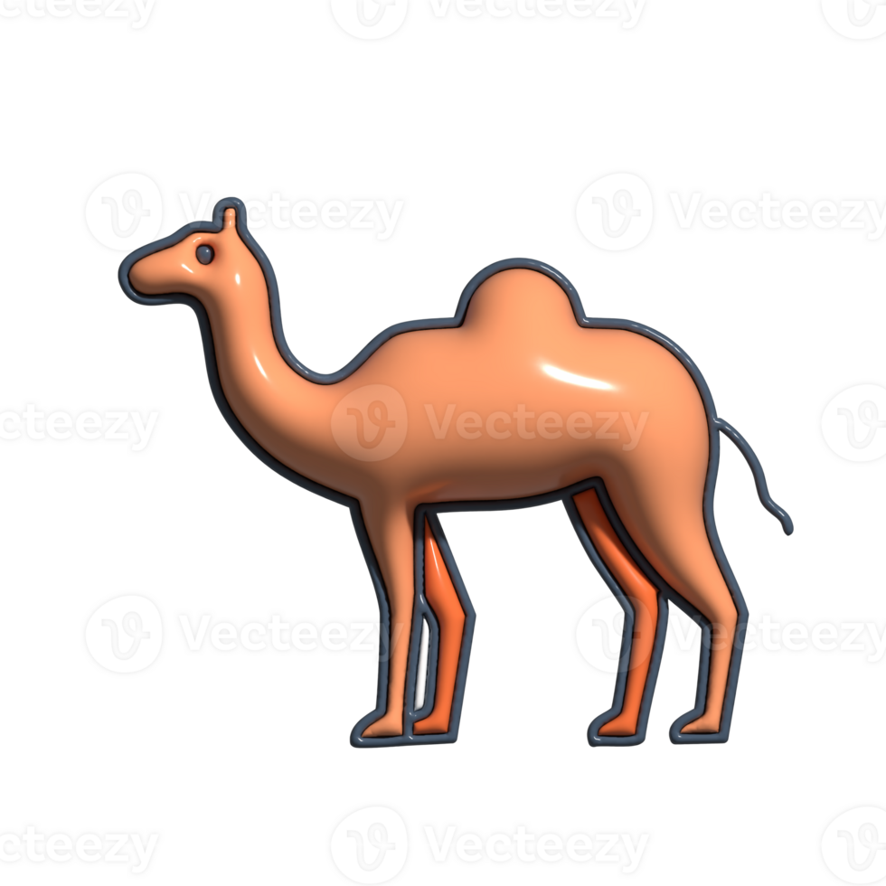 3D Render of Camel Icon Desert Animal, Humped Mammal, and Travel Symbol png