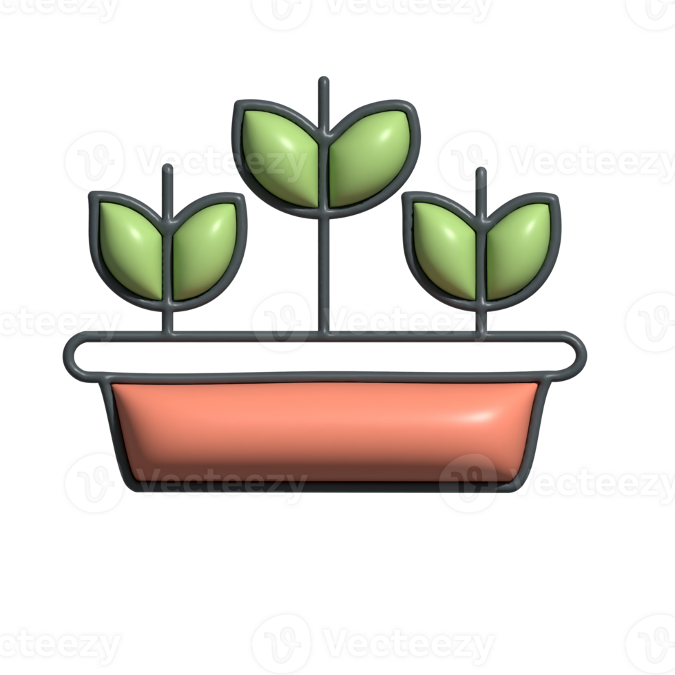 3D Render of Decorative Plants Icon Indoor Greenery and Home Decor Symbol png