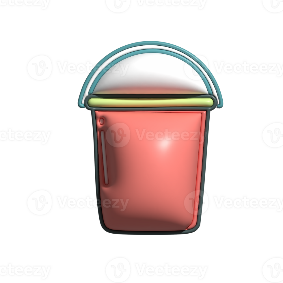 3D Render of Bucket Icon Cleaning and Utility Tool Symbol png