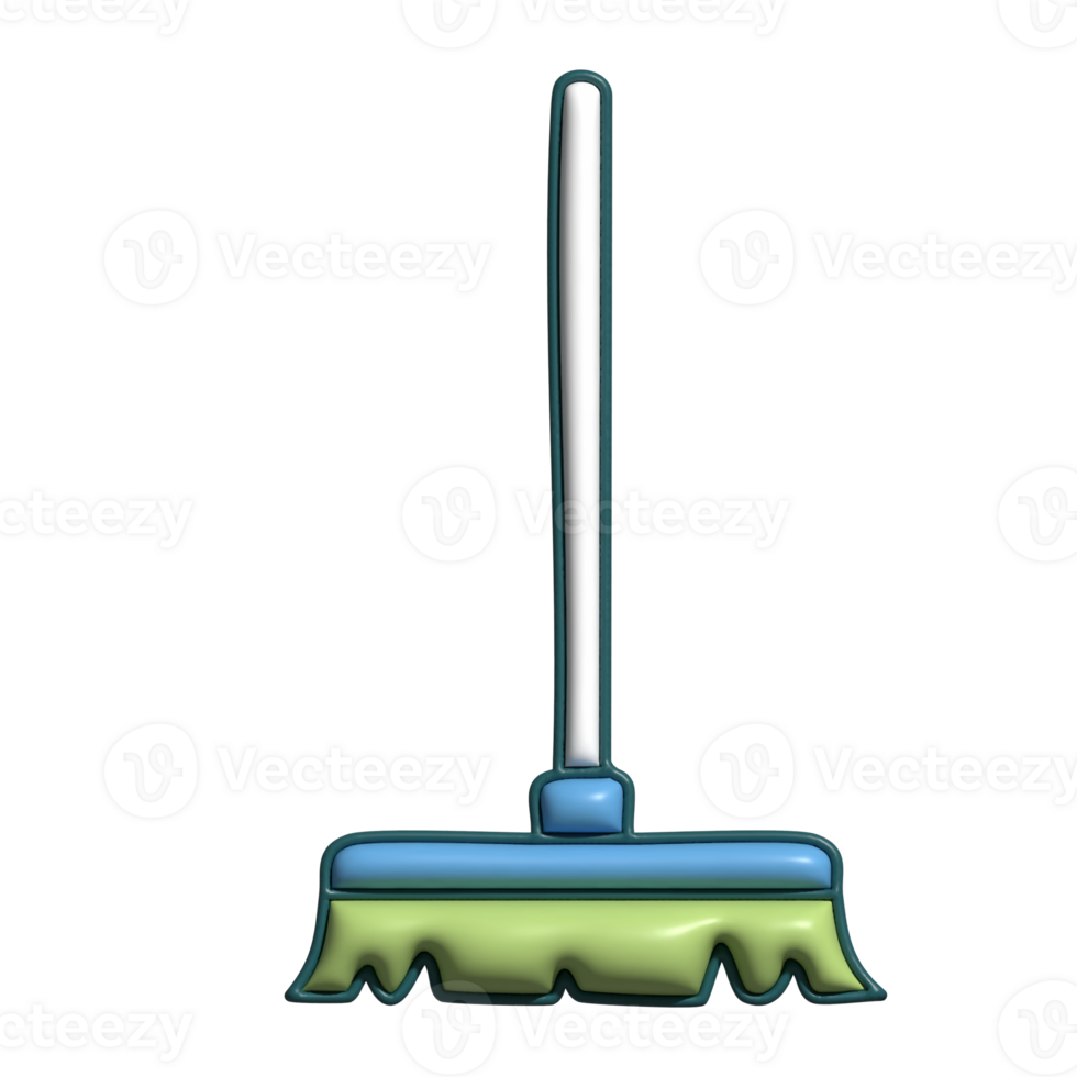 3D Broom Sweeping and Home Care Concept png