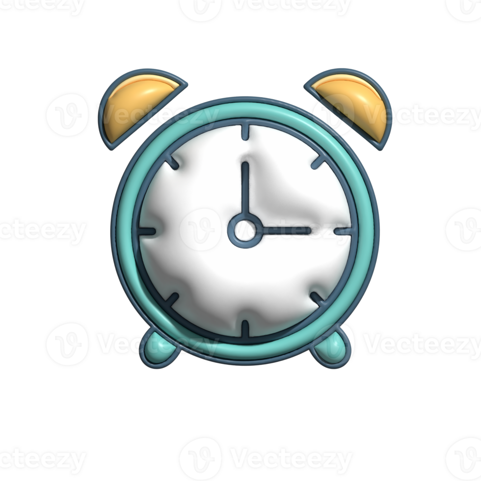 Modern 3D Alarm Clock Icon Timekeeping and Productivity Design png