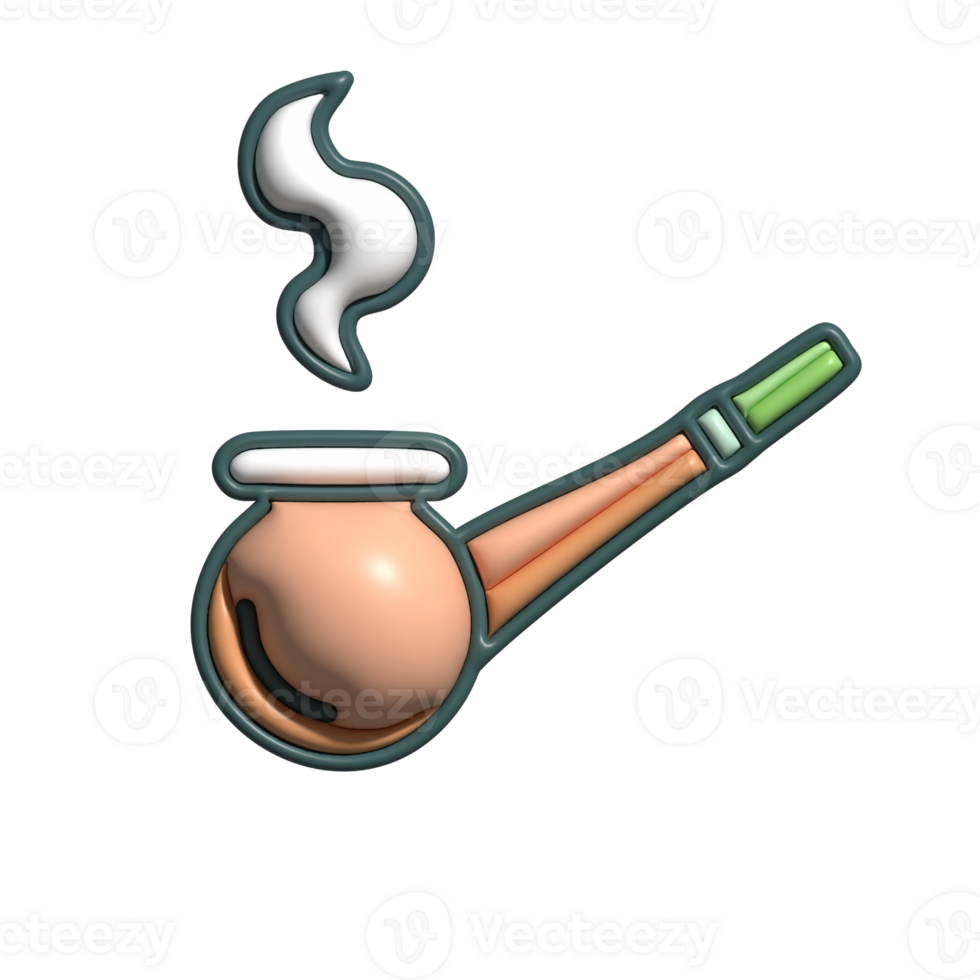 Modern 3D Pipe with Smoke Calming, Traditional Smoking Design png