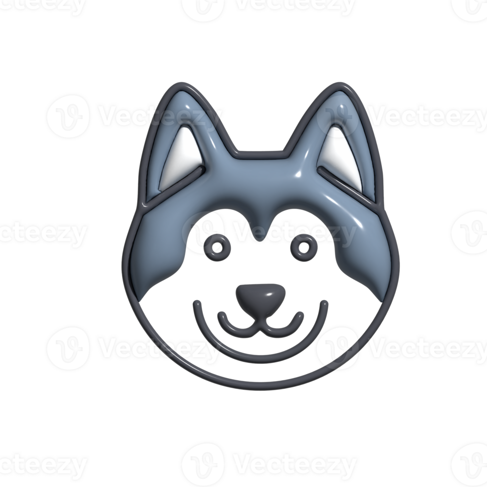 3D Render of Husky Dog Icon Arctic Sled Dog, Loyal Pet, and Winter Companion Symbol png