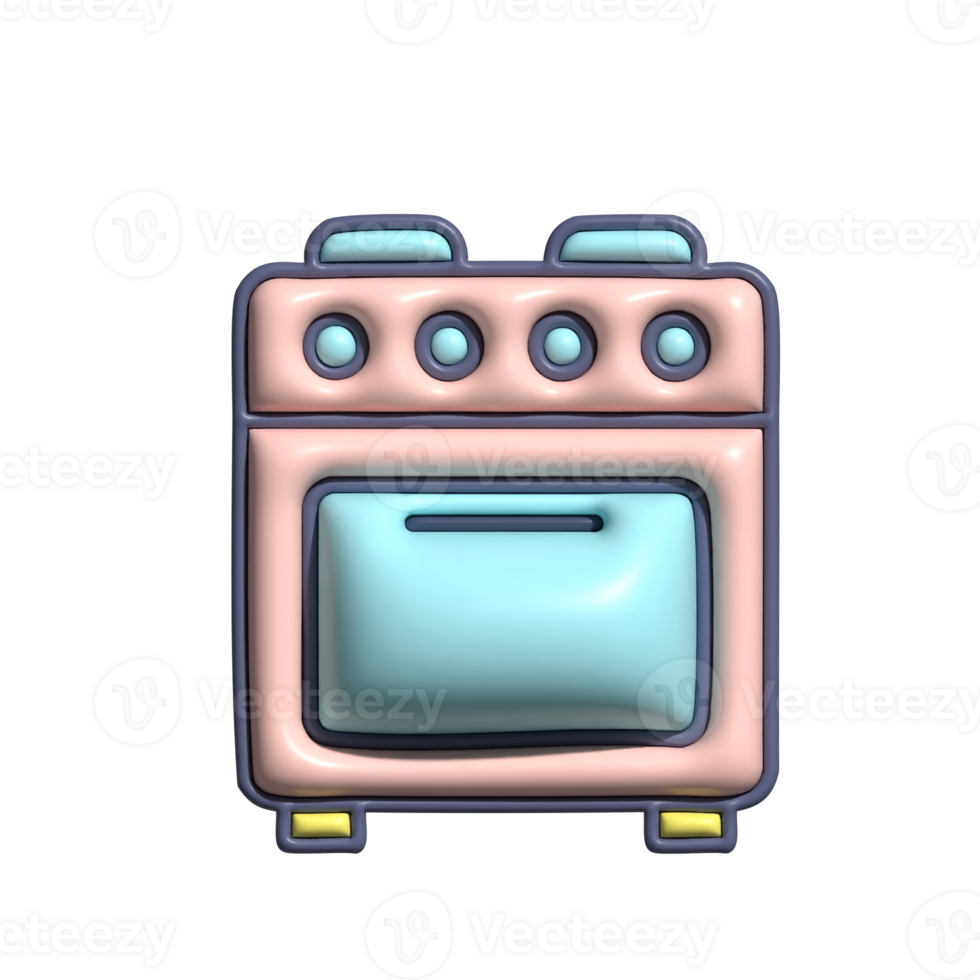 Modern 3D Stove Icon Gas Burner and Kitchen Utility Design png
