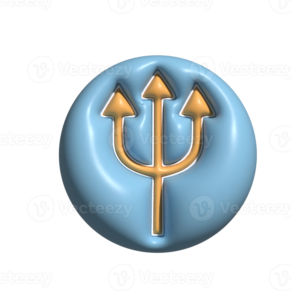 3D Render of Poseidon Icon Greek God of the Sea and Mythology Symbol png