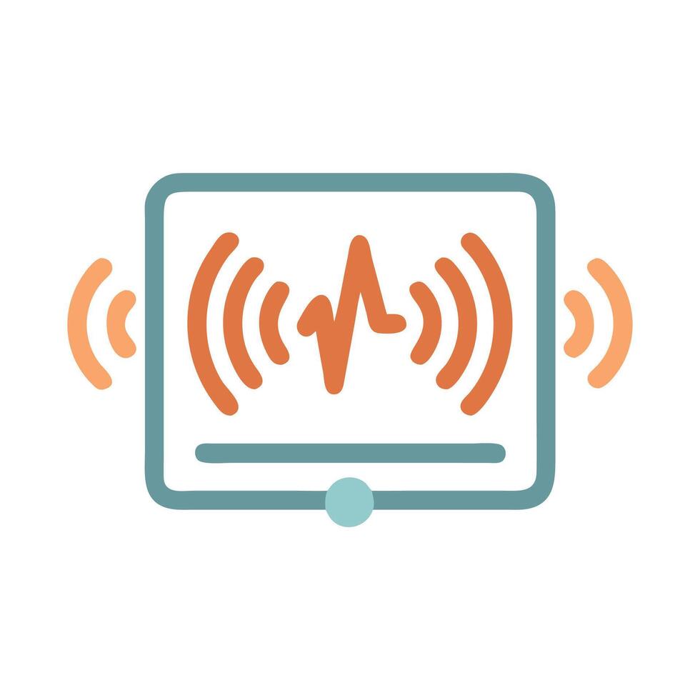 Media player with sound waves icon illustration vector