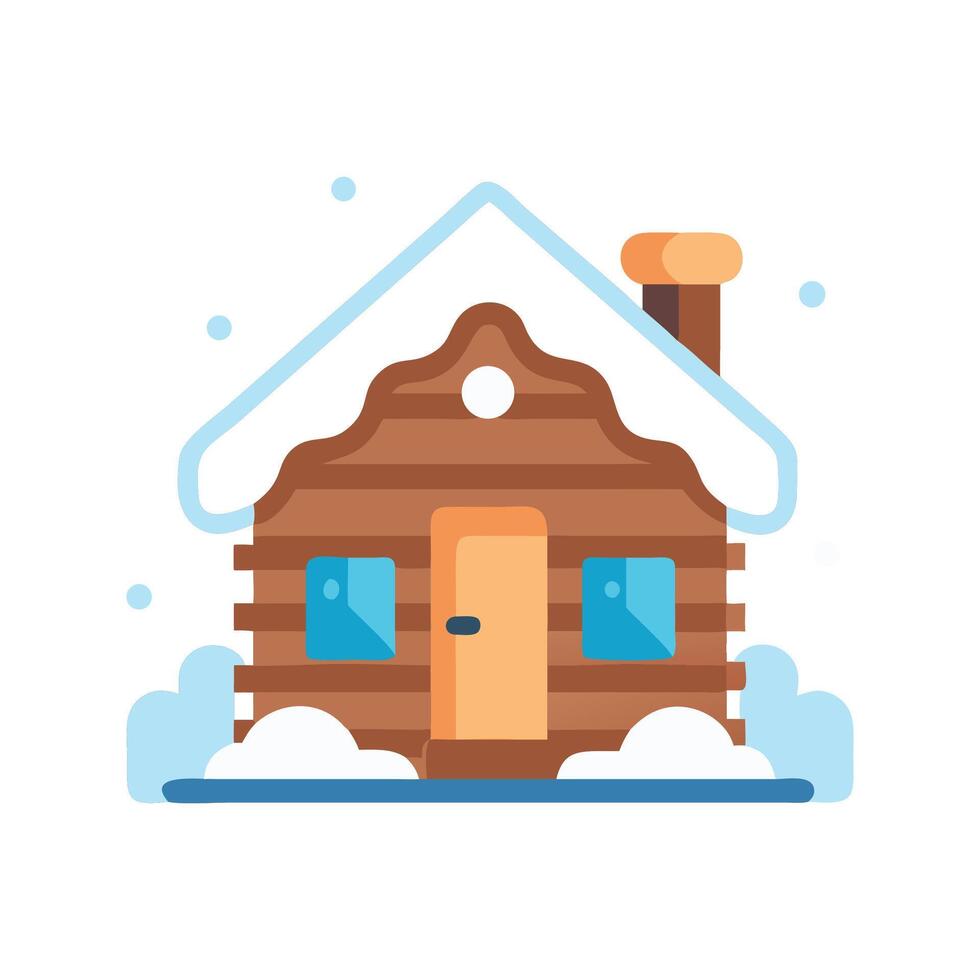 Cozy Winter Log Cabin with Snow Illustration vector