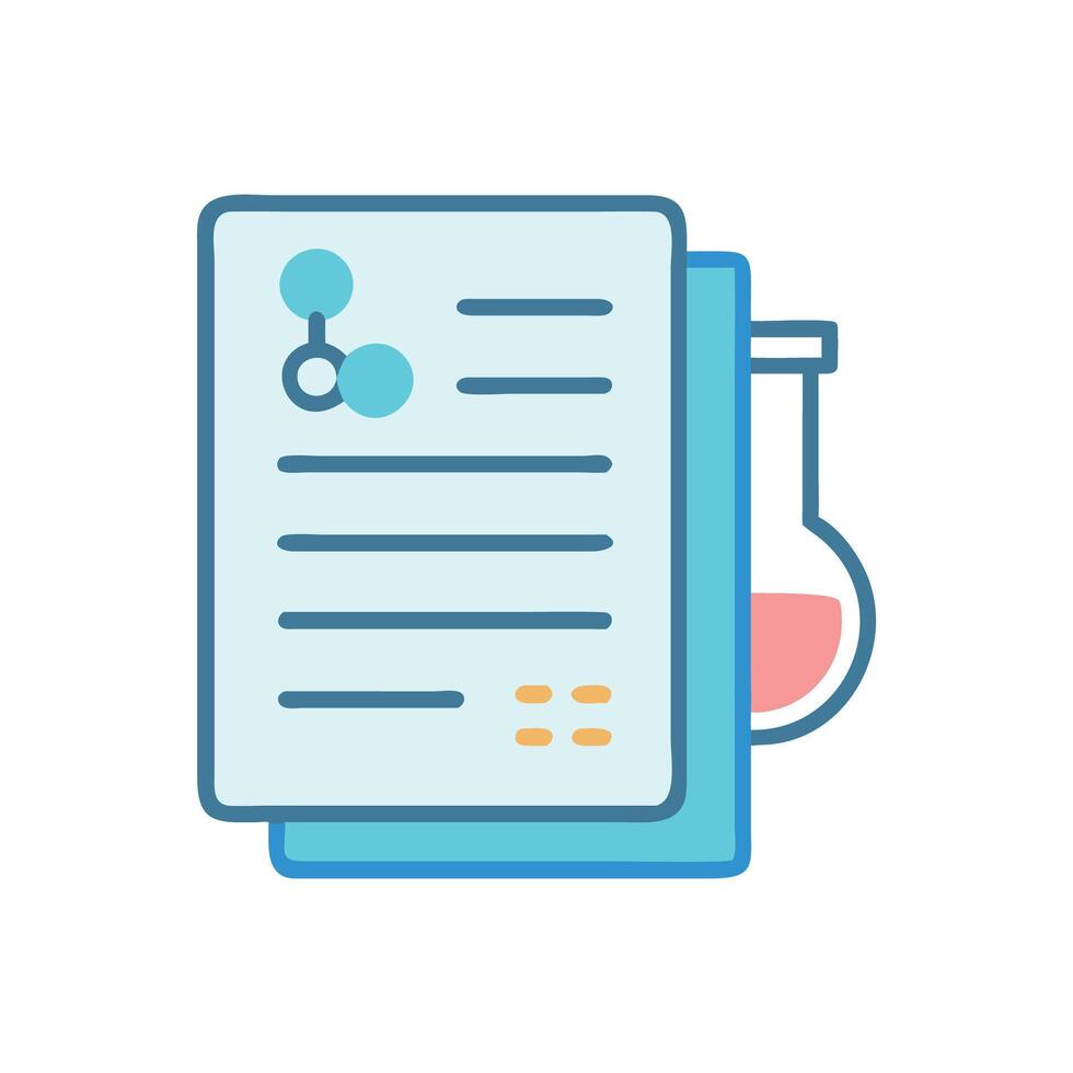 Scientific research report with beaker chemistry and lab vector