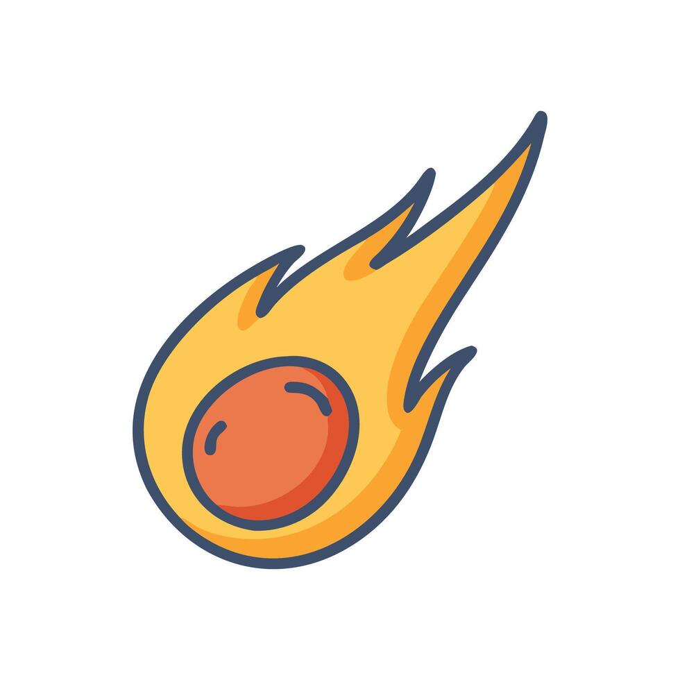 Cartoon Comet Icon Illustration on Black Background vector