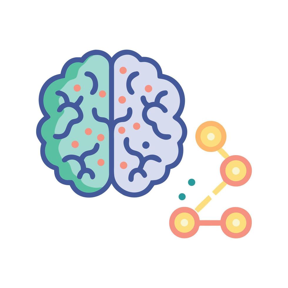 Brain connectivity and function with data processing concept vector