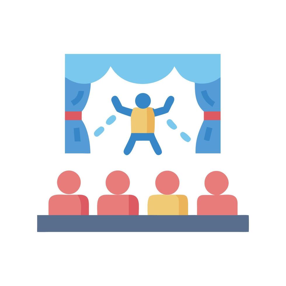 Cartoon illustration showing play on stage with audience vector