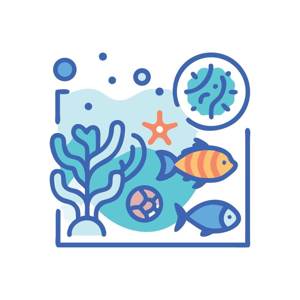Aquarium with Fish Seaweed and Starfish Illustration vector