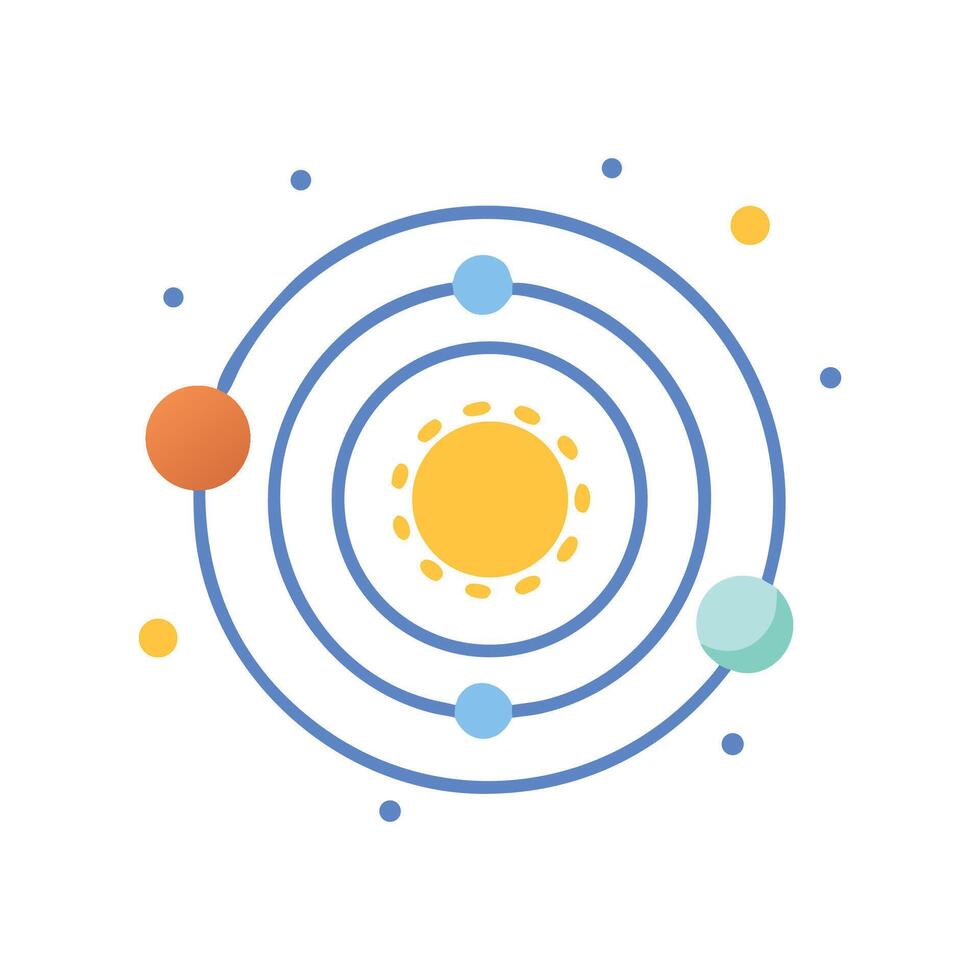 Solar system illustration with sun and orbiting planets vector