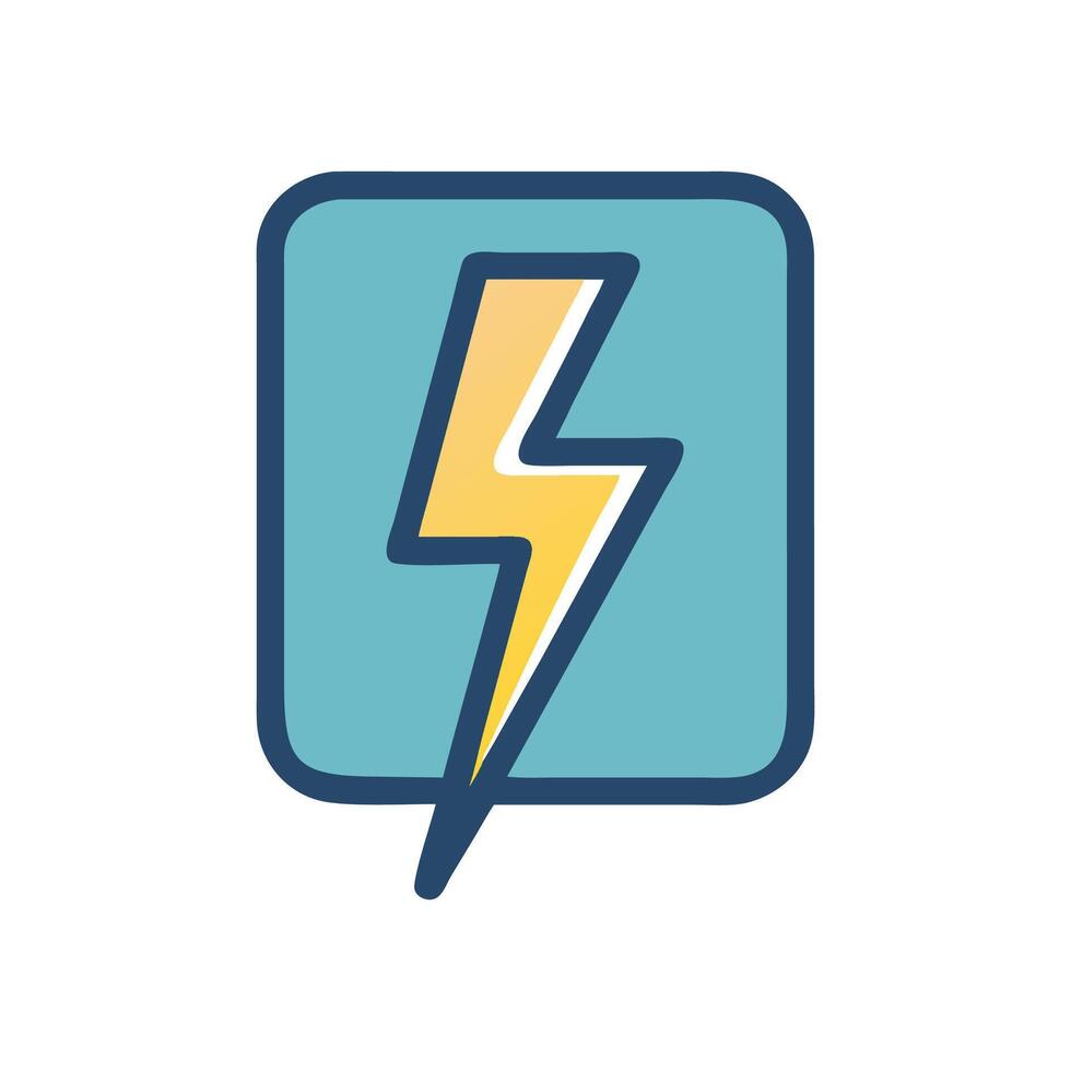 Abstract Lightning Bolt Icon on Blue Square Graphic vector