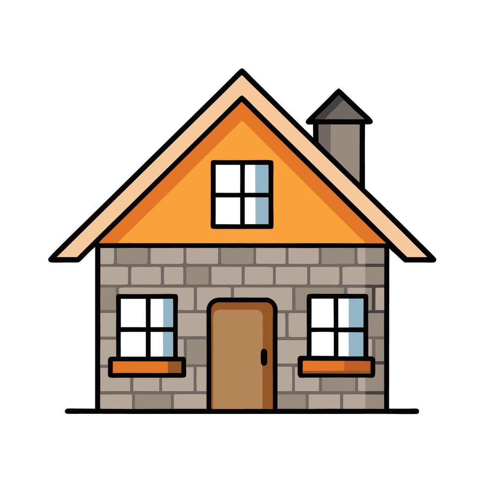 Cartoon Brick House Illustration with Clean Lines vector