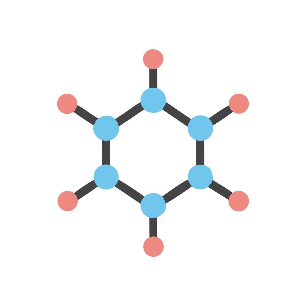 Chemical Structure Illustration of Benzene Molecule on Black Background vector