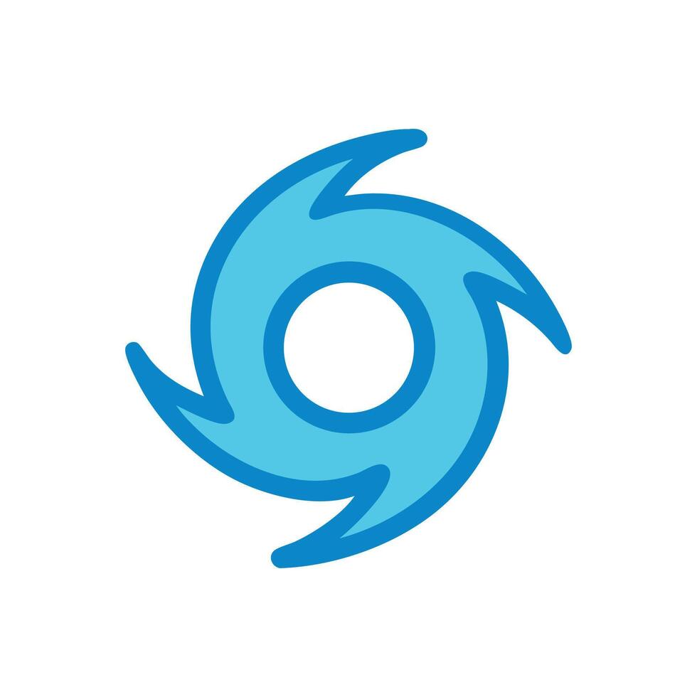 Blue Cartoon Hurricane Icon on Black Background Image vector