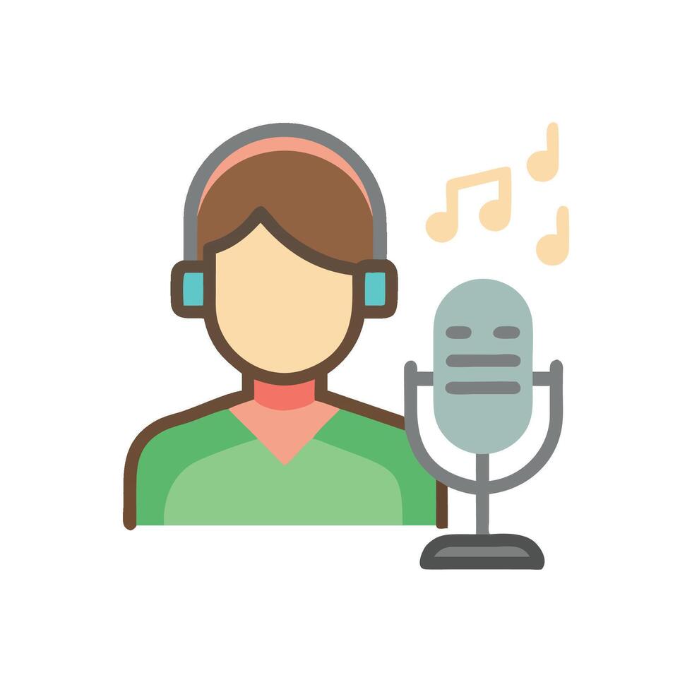 Singer with microphone and music notes illustration vector