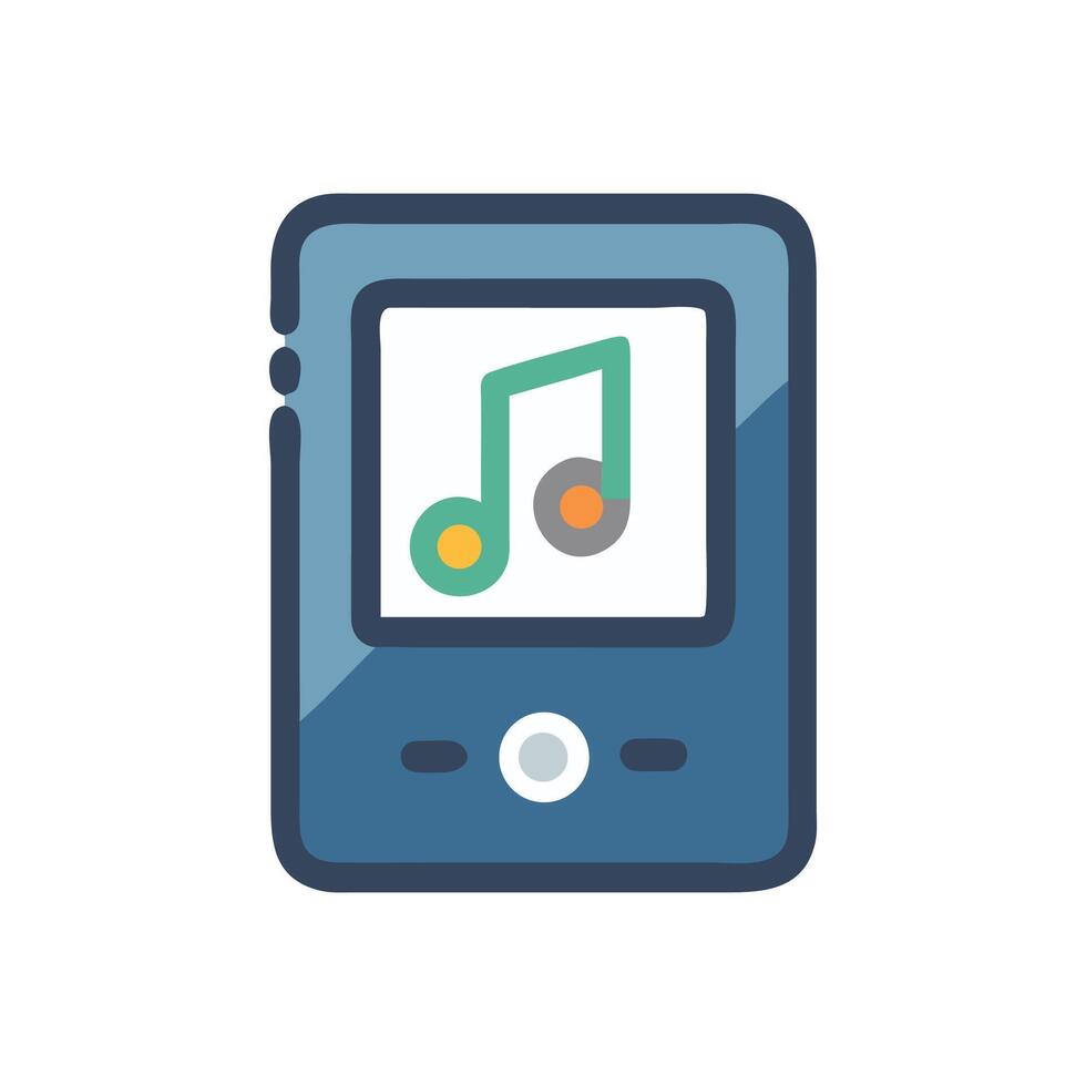 Vintage Music Player Icon with Note Symbol vector