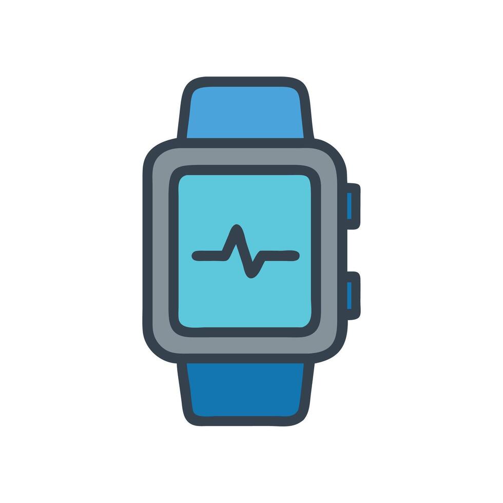 Smartwatch health tracking pulse beat heart rate icon vector