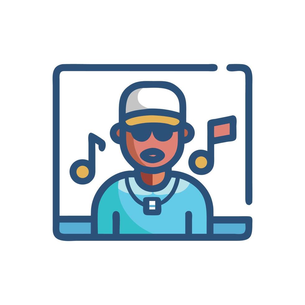Cool Rapper Icon with Glasses and Music Notes vector