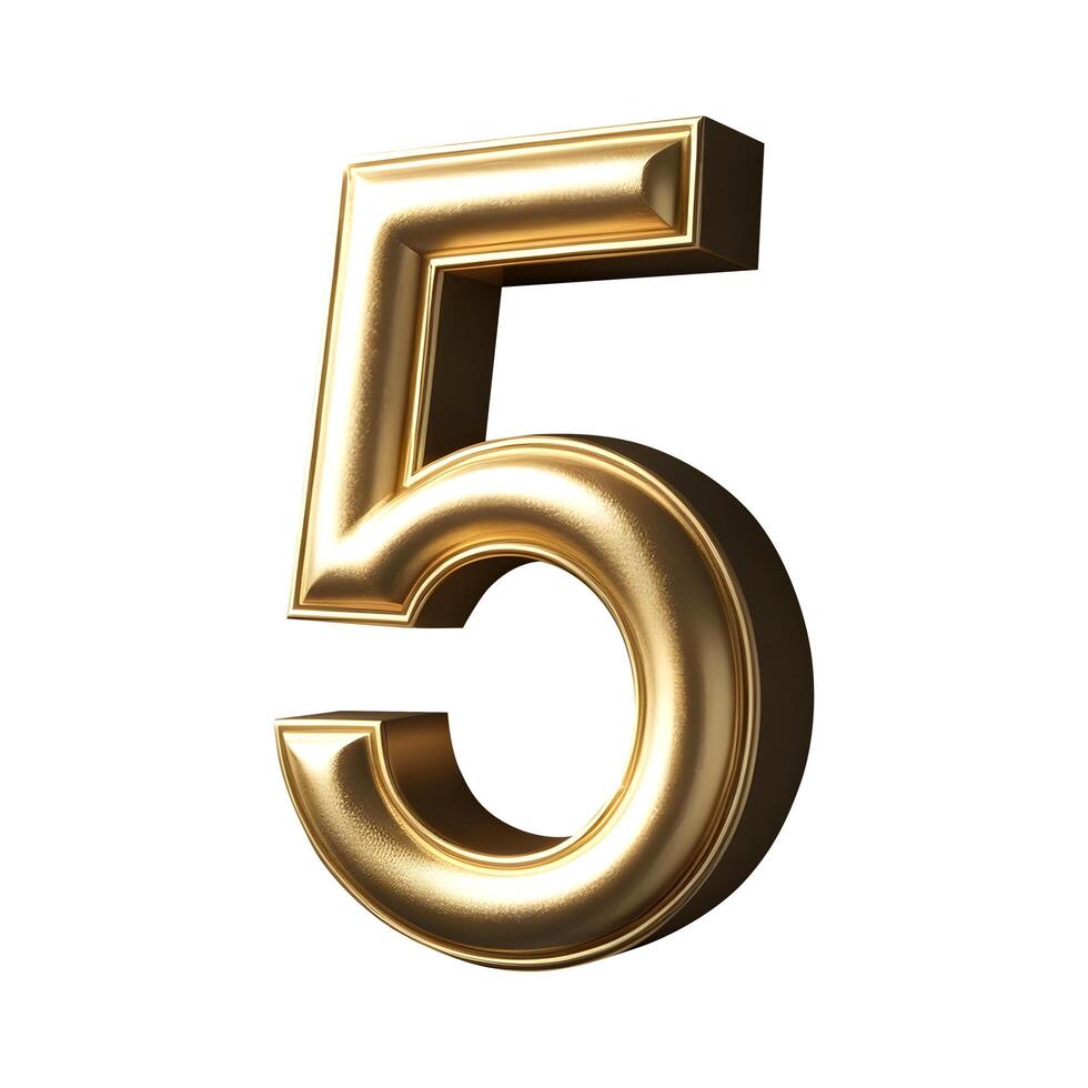 gold number five 5 isolated photo