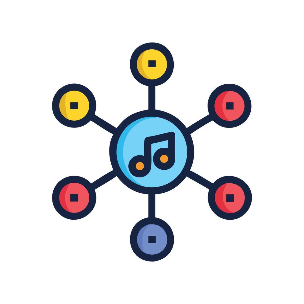 Music Sharing Network Symbol on Black Background Illustration vector