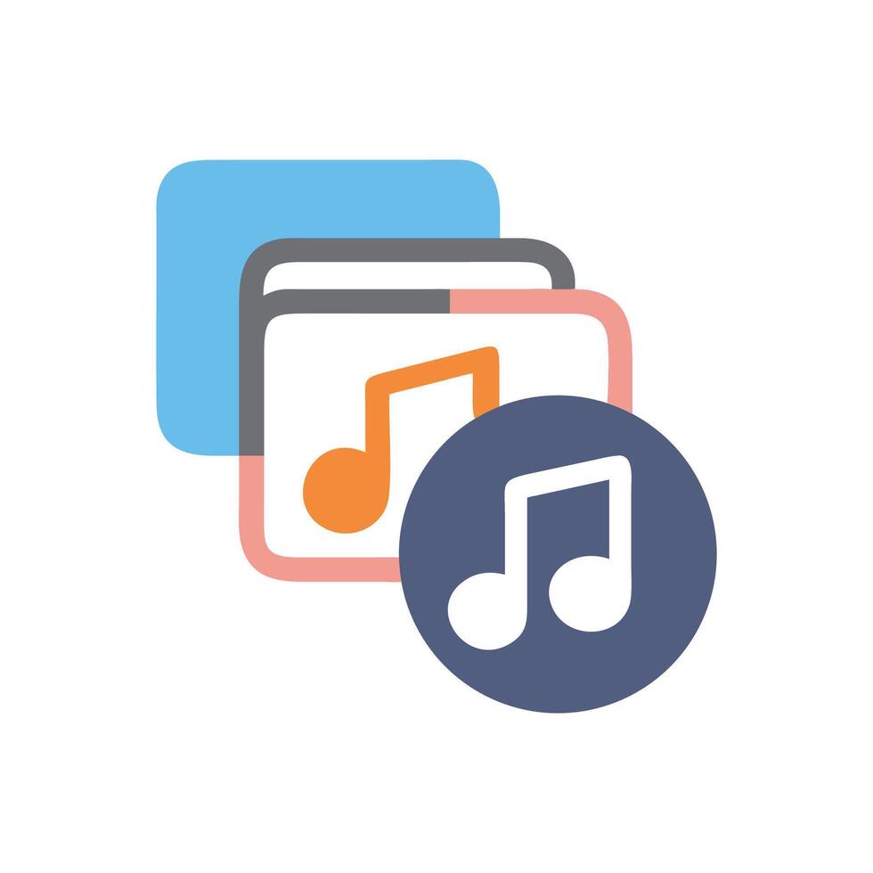 Music Library and Playlist Illustration on Black Background vector