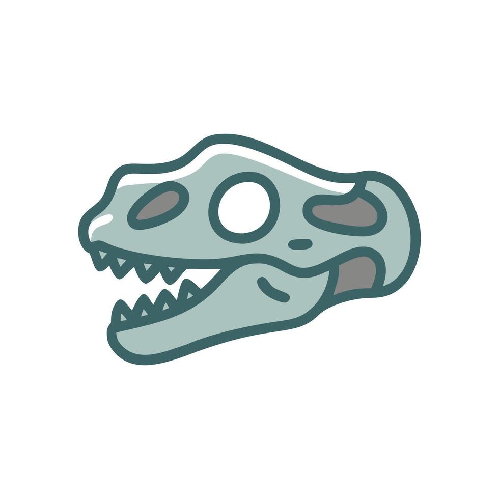 Cartoon Dinosaur Skull Icon Illustration on Black Background vector