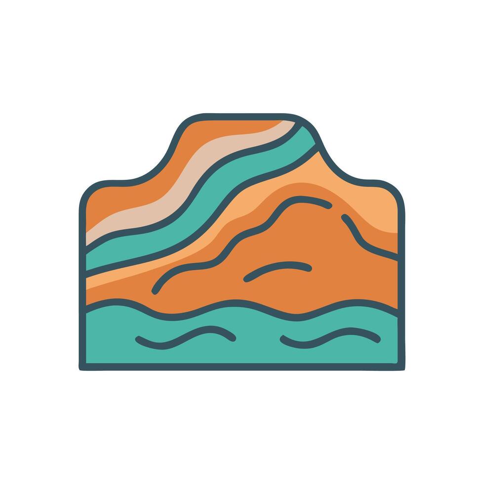 Abstract Desert Landscape Icon with Layered Sandstone Formations vector