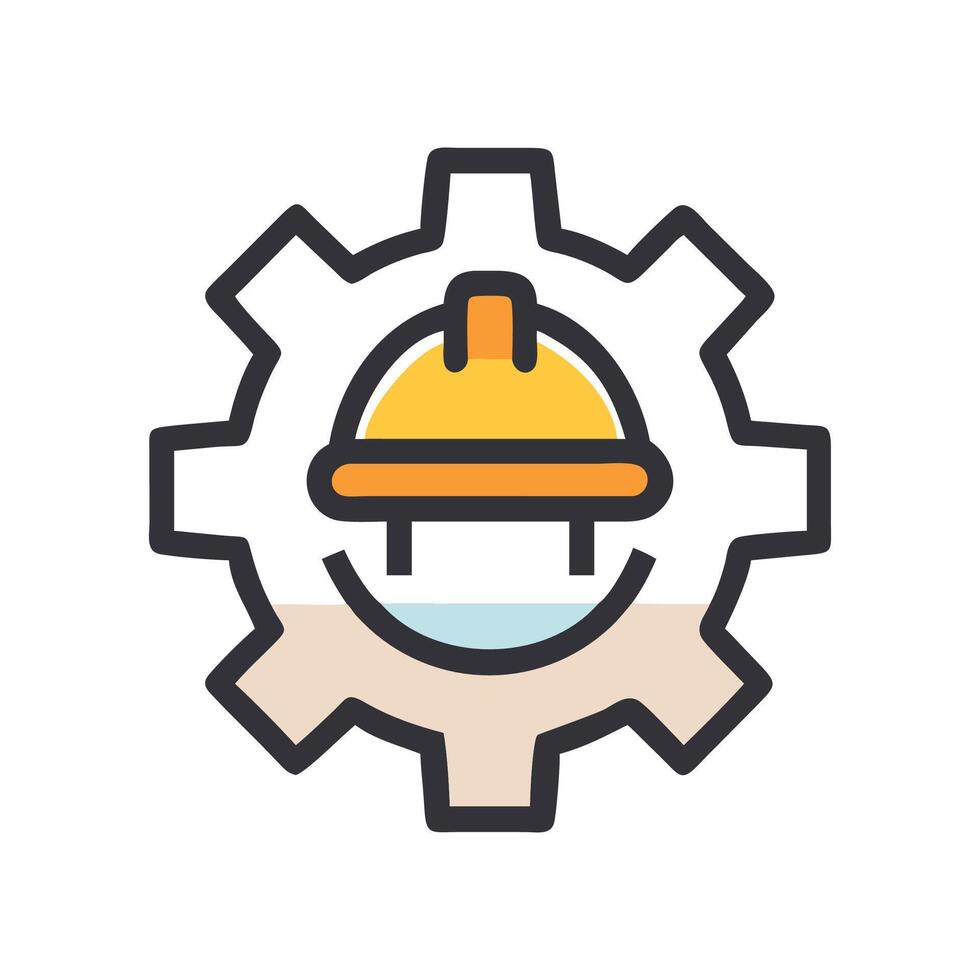 Construction Worker Gear Wheel Icon Illustration Design vector