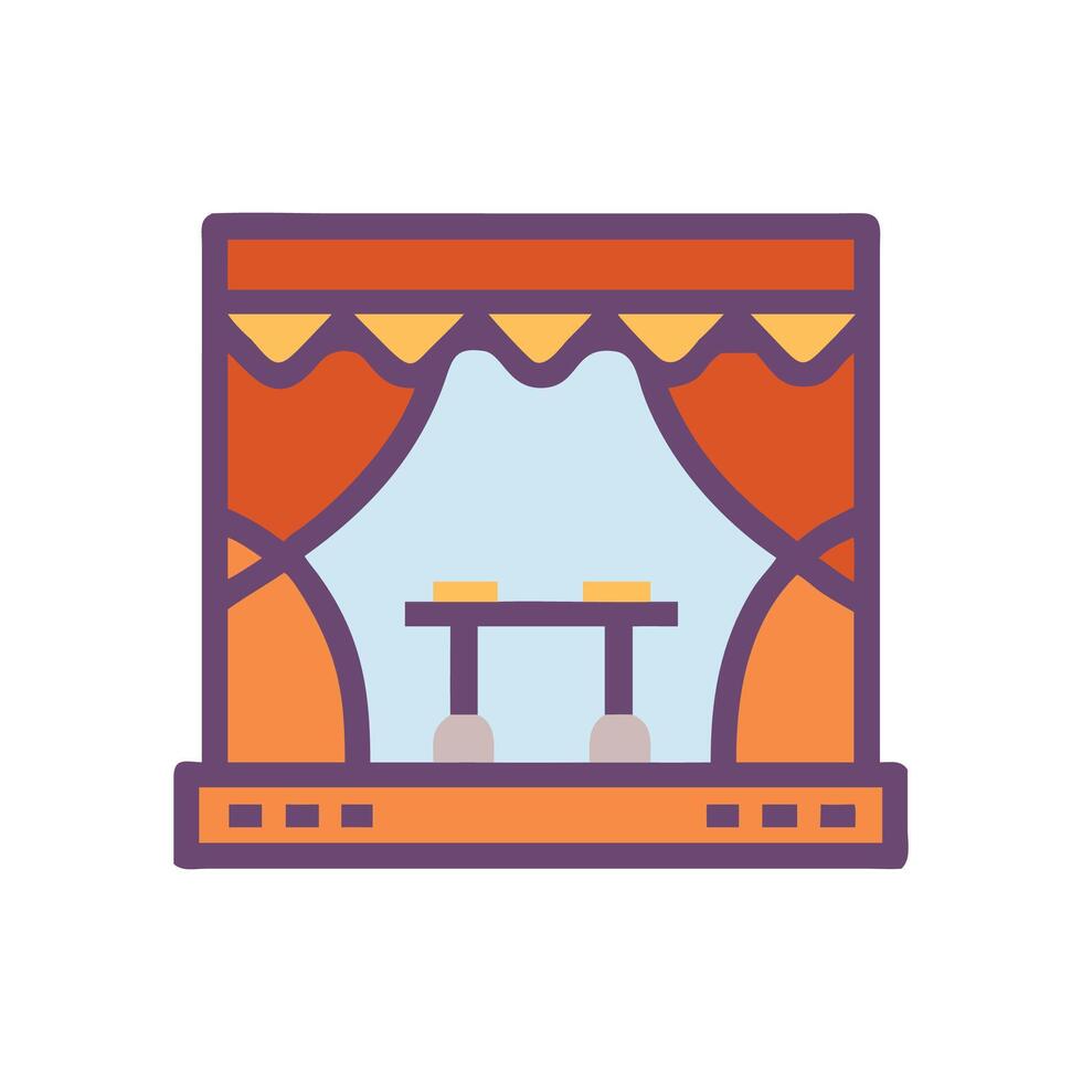 Cartoon Stage with Curtains and Table Illustration Design vector