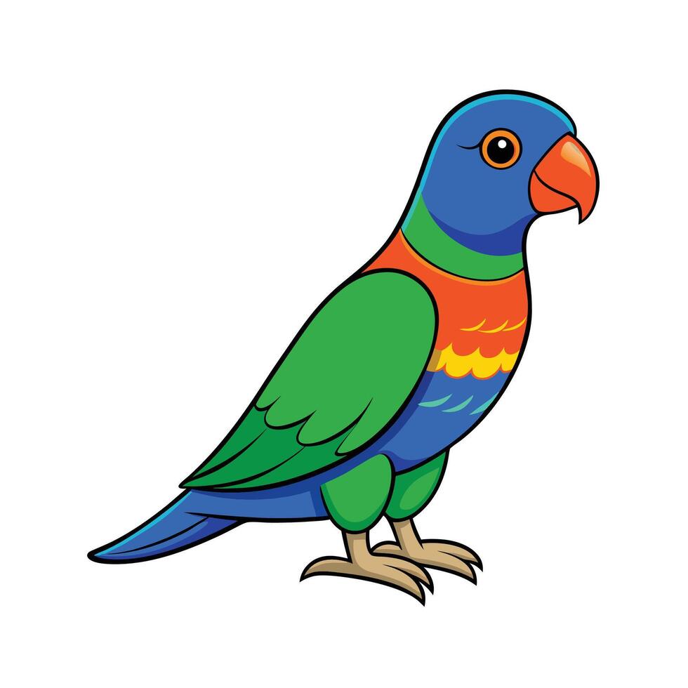 Cartoon Rainbow Lorikeet Bird Illustration, Colorful Exotic Parrot vector