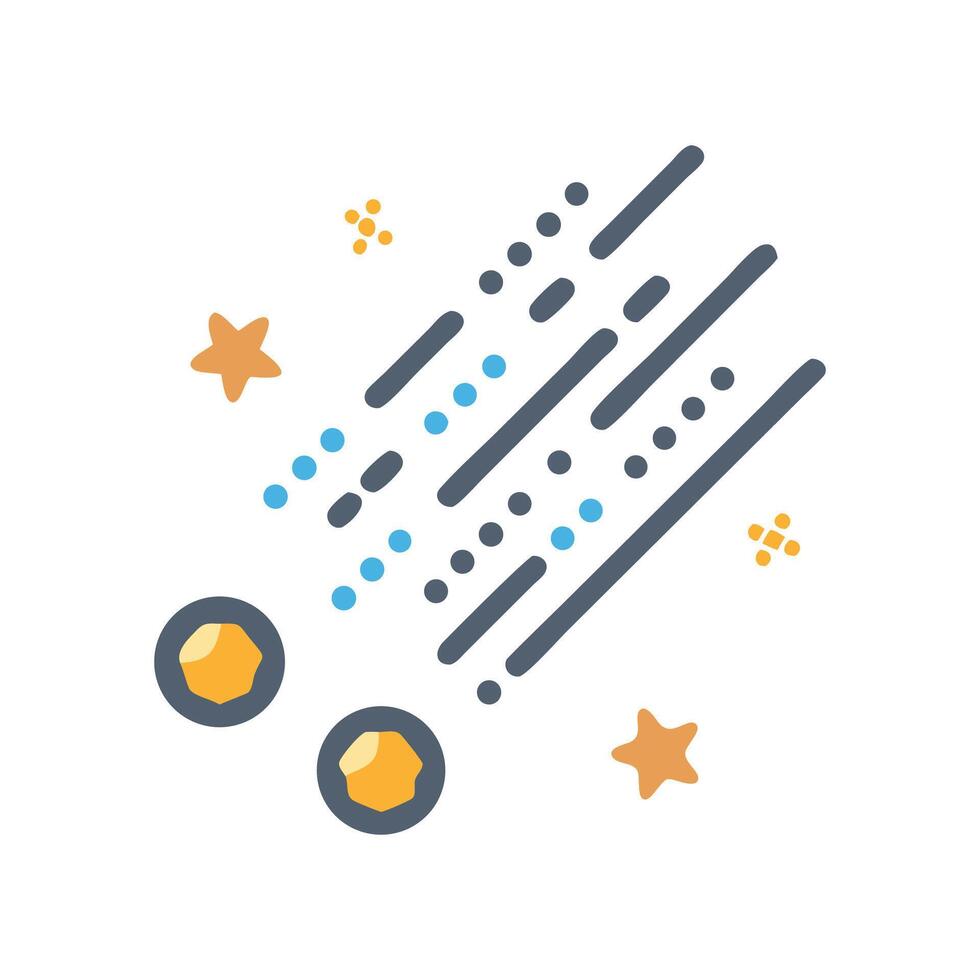 Colorful Cartoon Comet with Stars on Black Background vector