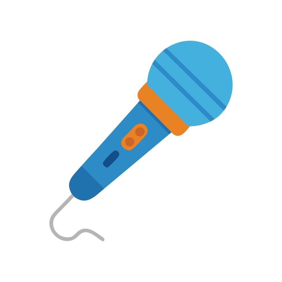Blue Microphone, Sound Equipment, Audio Device on Black vector