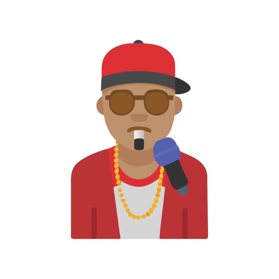 Cartoon rapper with cap and gold chain illustration vector
