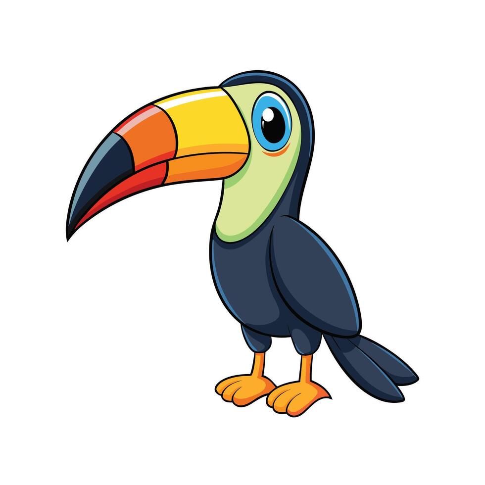 Cartoon Toucan Illustration with Colorful Beak and Eyes vector