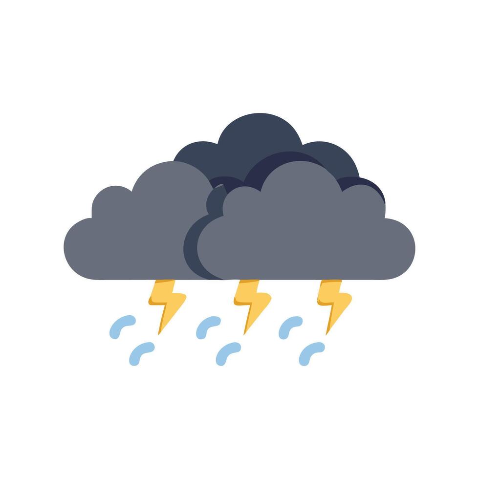 Cartoon stormy weather illustration with rain and lightning vector