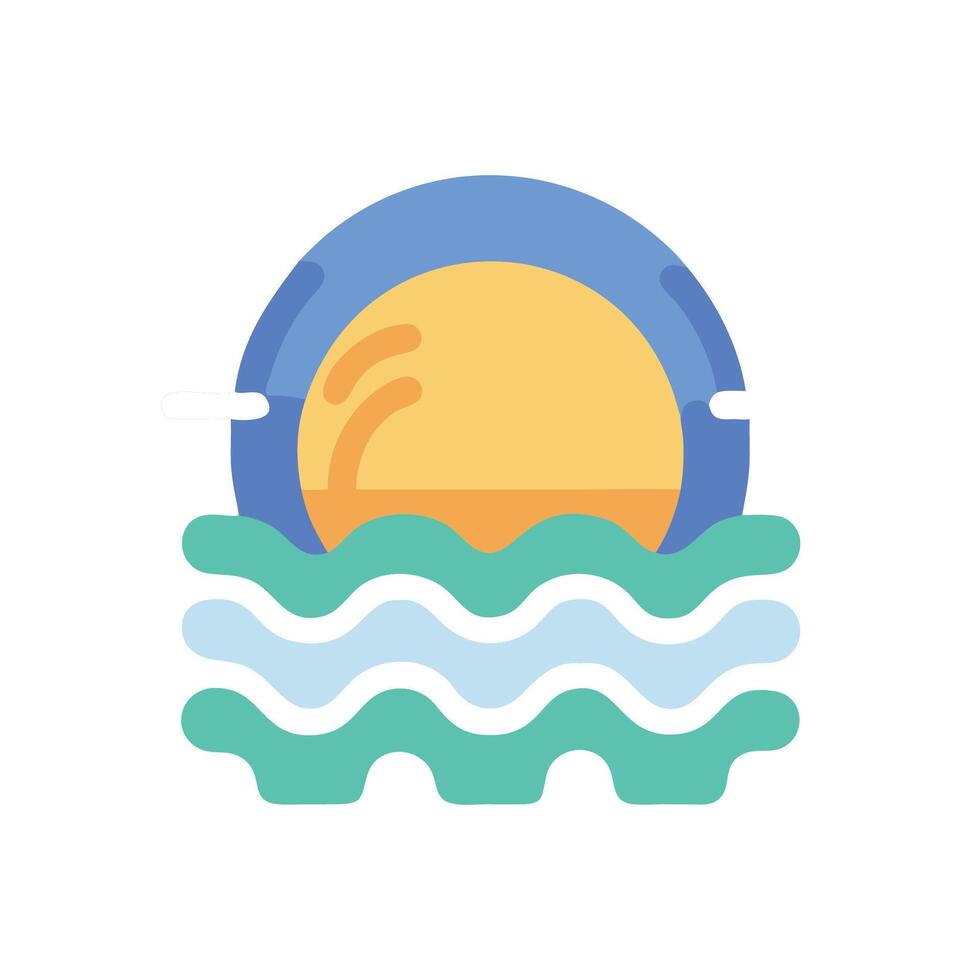 Sunset Icon Over Ocean Waves Illustration vector
