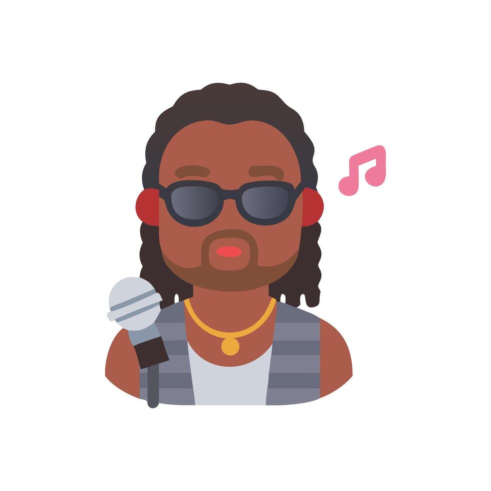 Singer with Microphone and Music Note on Black Background vector