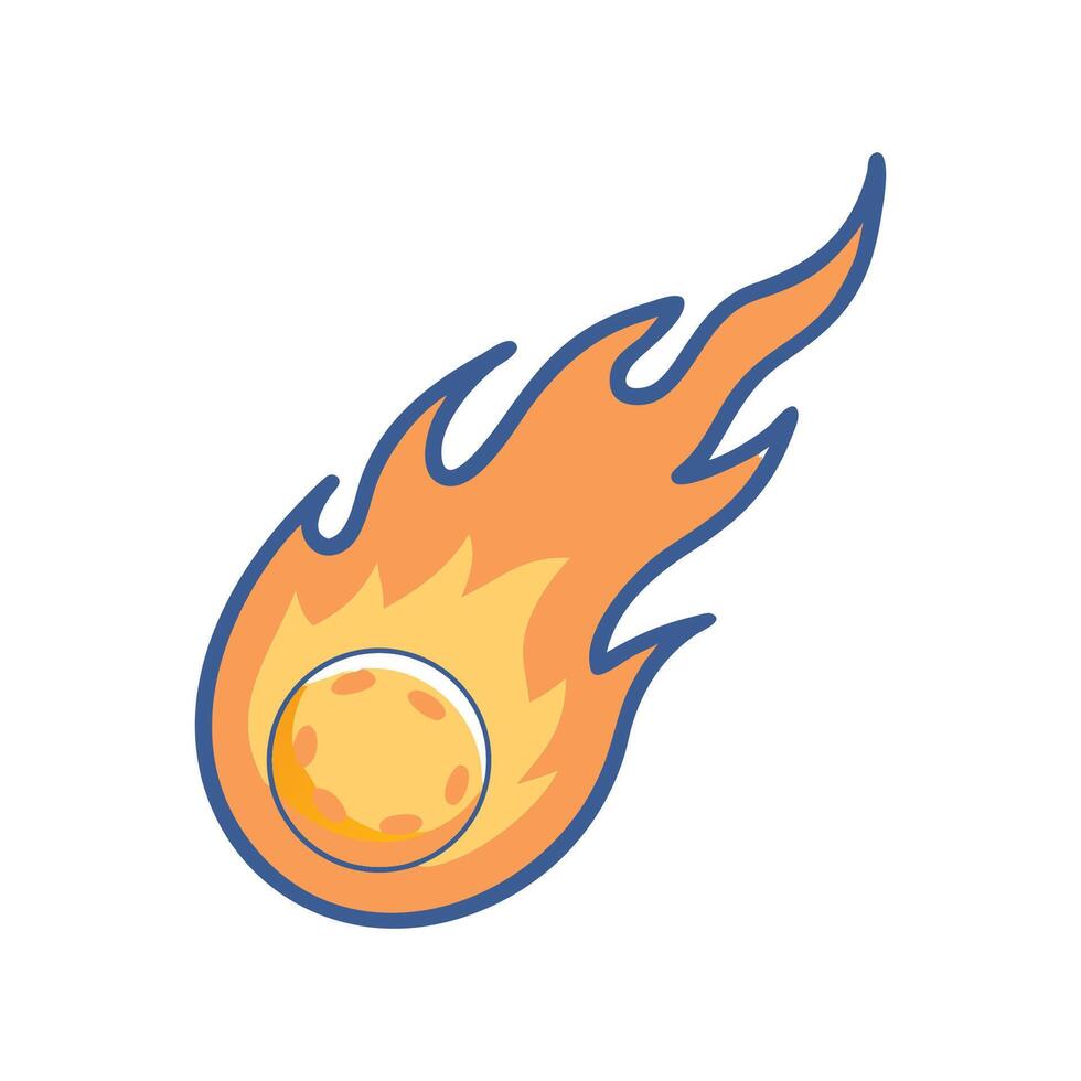 Cartoon Comet Illustration with Blue Outline on Black Background vector