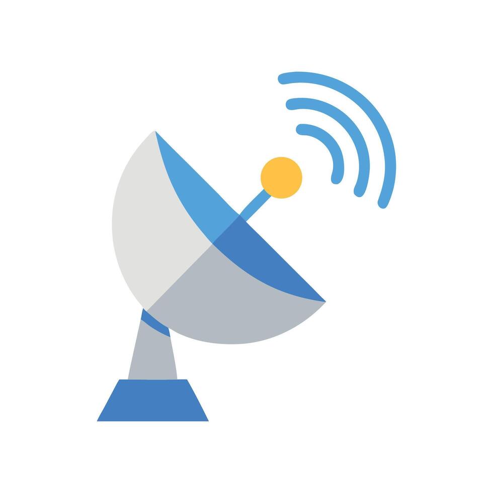 Satellite dish with signal waves on black background vector