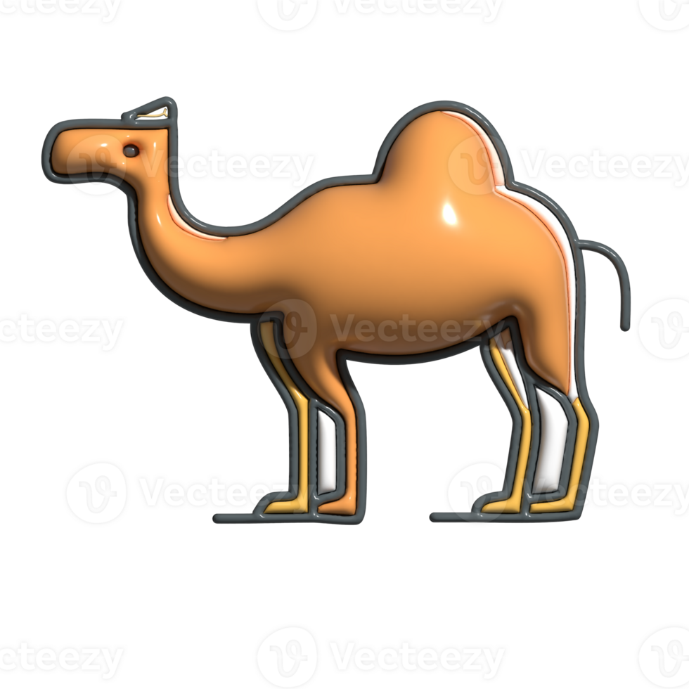 3D Camel Sand Traveler, Arid Climate Creature, and Nomadic Transport Concept png