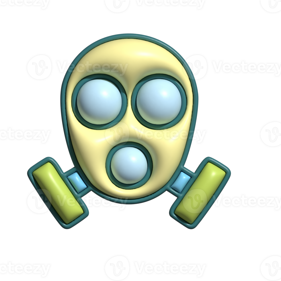 3D Render of Gas Mask Icon Protective Equipment Concept png