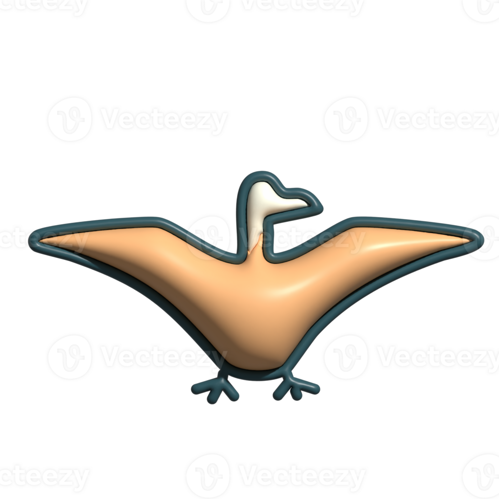 Modern 3D Pterosaurus Icon Winged Reptile and Paleontological Design png