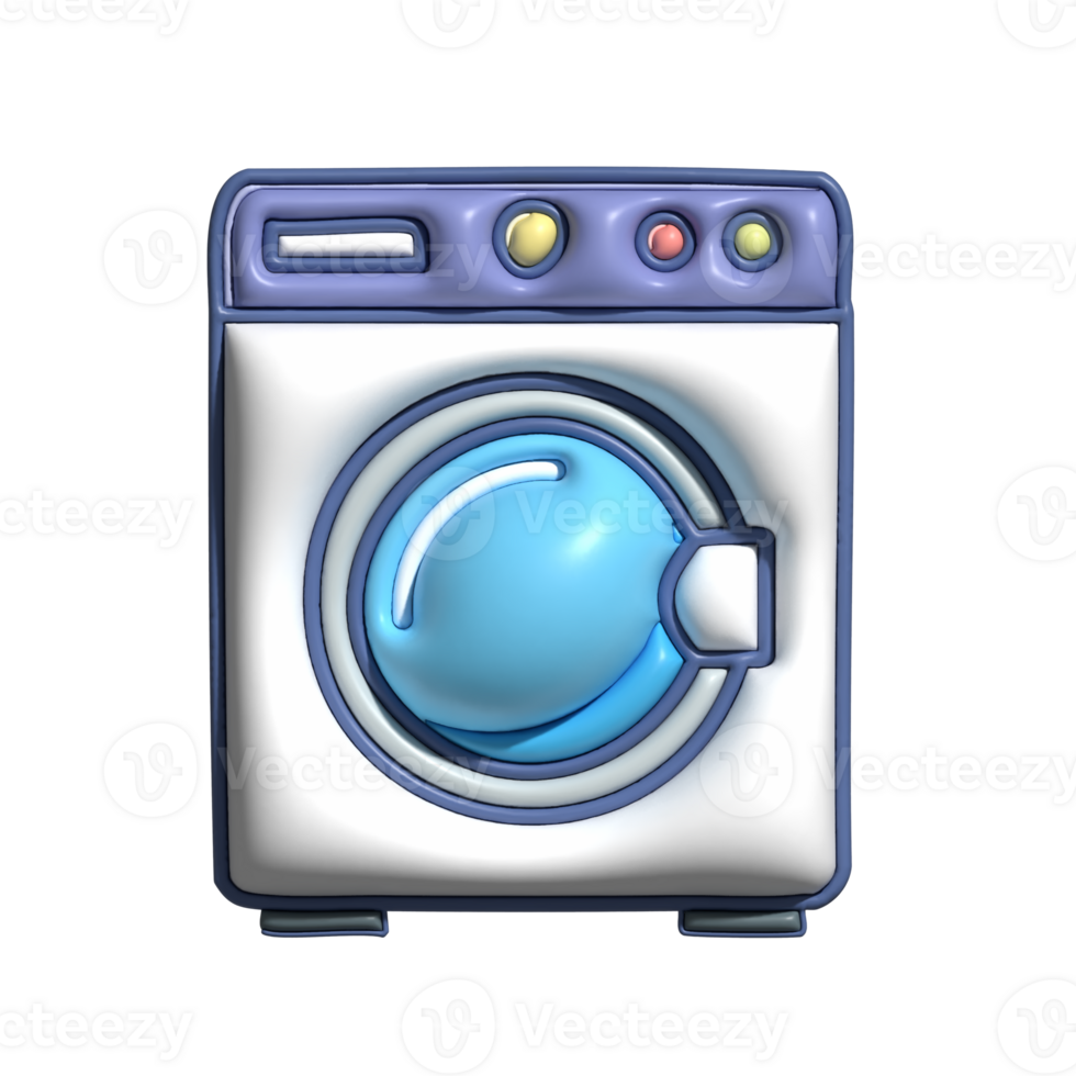 3D Render of Washing Machine Icon Home Appliance and Laundry Symbol png