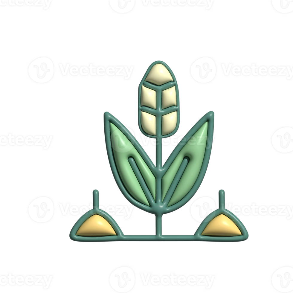 3D Render of Cornfield Icon Agriculture, Farming, and Rural Landscape Symbol png