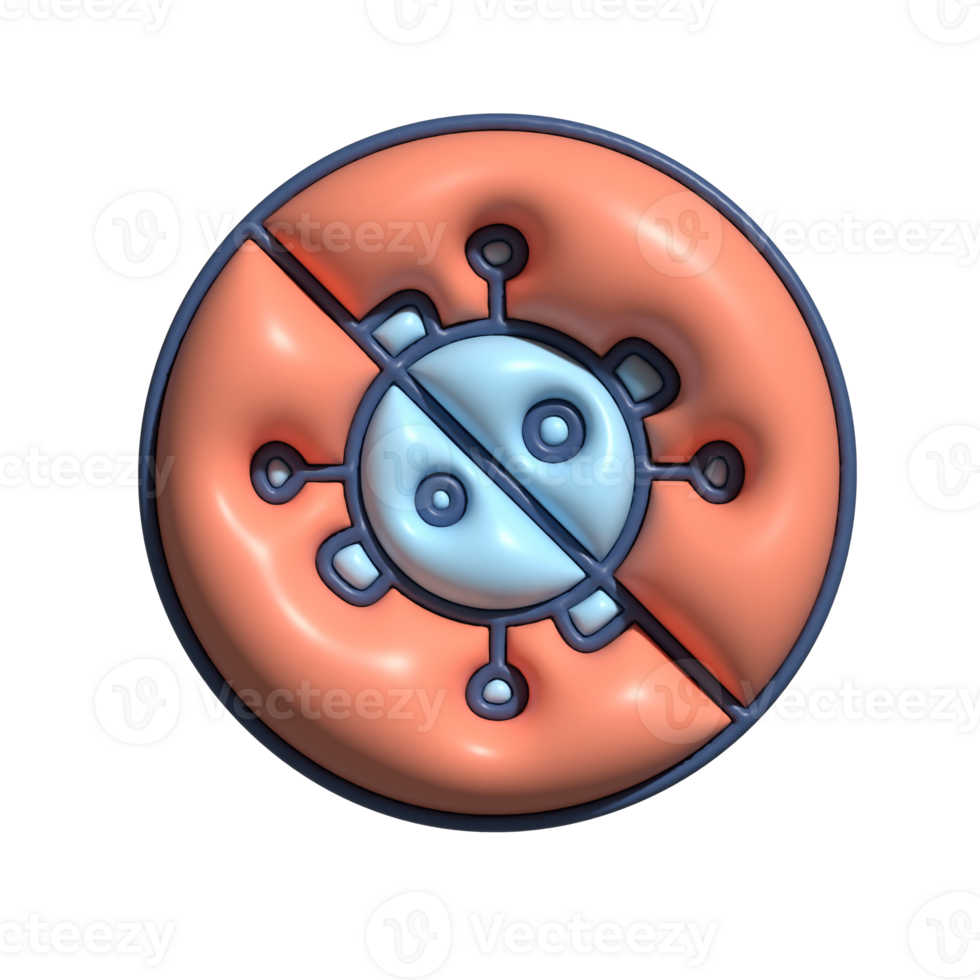 3D Render of Virus Icon Microscopic Pathogen Concept png