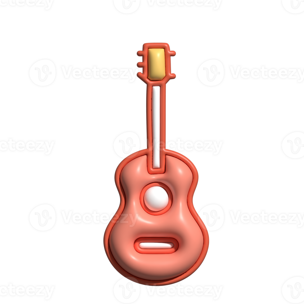 3D Render of Acoustic Guitar Icon Musical Instrument, Melody, and Sound Symbol png
