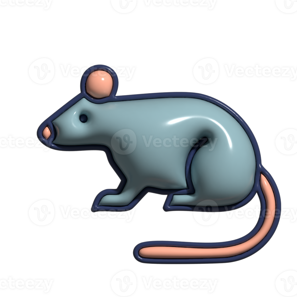 3D Render of Rat Icon Small Rodent, Urban Wildlife, and Animal Symbol png